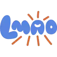 a blue and orange logo with the word lmao