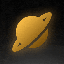 a yellow planet with an arrow pointing to the center