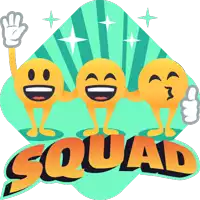 a group of smiley faces holding hands with the word squad behind them