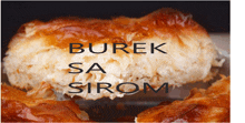 a close up of a piece of bread with the words burek sa sirom below it