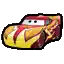 a pixel art drawing of a lightning mcqueen from cars .