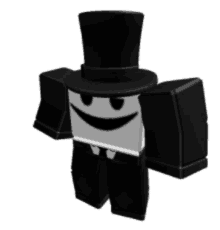 a black and white cartoon character is wearing a top hat and a tuxedo .