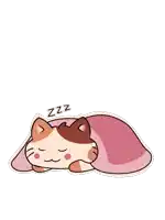 a cartoon cat is sleeping under a pink blanket with the letters zzz above its head