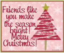 a christmas card that says `` friends like you make the season bright ! merry christmas ! ''