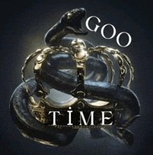 a snake is surrounded by a crown and the word time is on the bottom