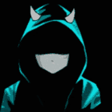 a person in a hoodie with horns on their head