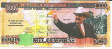 a 1000 banco central de honduras bill with a cowboy on it