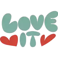 a logo that says love it with hearts around it