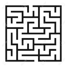 a black and white square maze on a white background