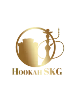 a logo for hookah skg shows a hookah in a circle