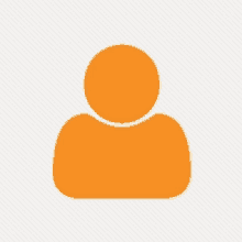 an orange icon of a person without a face on a white background