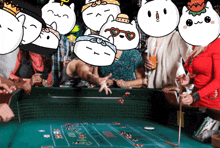 a group of people are playing a game of craps at a casino