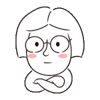 a cartoon drawing of a girl with glasses and a sad look on her face