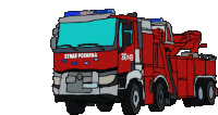 a drawing of a red fire truck that says straz pozarna on the front