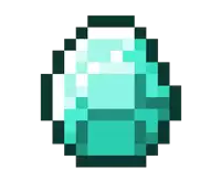 a pixel art drawing of a blue diamond on a white background