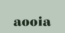 the word aooia is written in green letters on a green background