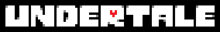 a logo for undertale with a red heart in the middle .