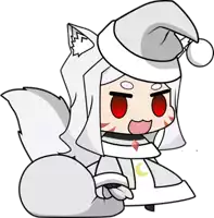 a cartoon drawing of a white cat wearing a santa hat