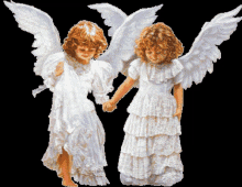 a painting of two little angels holding hands