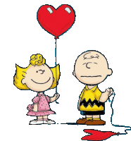 charlie brown and snoopy holding a heart shaped balloon