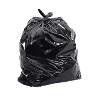 a black garbage bag with a knot in it