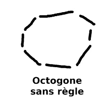 a black and white drawing of a circle with the words octogone sans règle underneath it