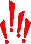 three red exclamation points on a white background