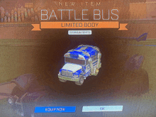 a video game screen shows a battle bus limited body