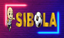 a sibola logo with a soccer ball and a cartoon boy