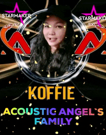 a poster for koffie acoustic angel 's family features a woman