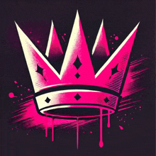 a pink crown with diamonds on it on a dark background