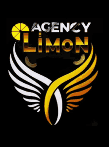 a logo for agency limon with wings and a lemon on it