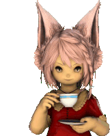 a girl with pink hair is drinking from a cup