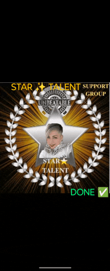 a star with a laurel wreath around it and the words star talent support group