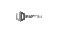 a black and white logo for a company called uniday studio