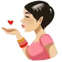 a cartoon of a woman blowing a kiss with a heart in her hand .