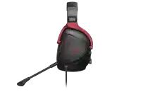 a black and red headset with the letters gx on the side