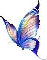 a blue and purple butterfly is flying in the air