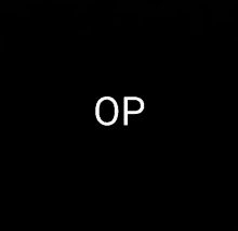 the word op is on a black background