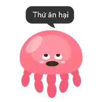 a jellyfish with a black speech bubble that says thu an hai