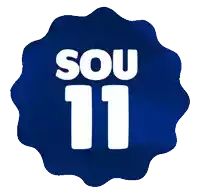 a blue sticker that says sou 11 in white letters