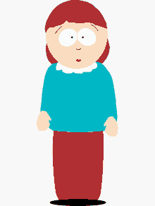 a cartoon character with brown hair and a blue shirt