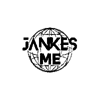 a black and white logo for jankes me with a globe