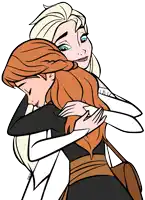 a drawing of elsa hugging anna from frozen 2