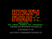 a black screen with the words krazy ivan in red