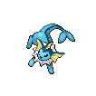 a pixel art drawing of a blue pokemon with a yellow tail .