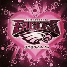 a philadelphia eagles divas poster with a pink heart in the background