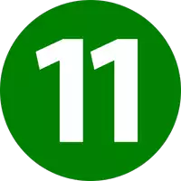 a green circle with the number 11 inside