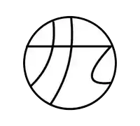 a black and white drawing of a basketball .