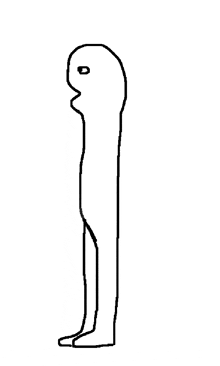 a black and white drawing of a person 's legs